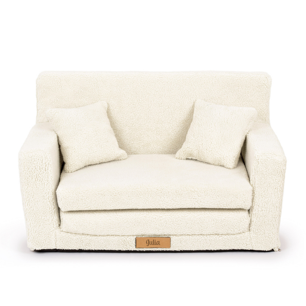 Rozkadana personalizowana sofa piankowa dziecica - baranek jasny