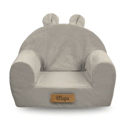 Personalized foam armchair for kids light grey