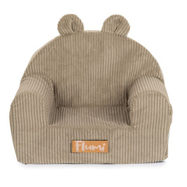 Personalized foam armchair for kids beige fabric corduroy