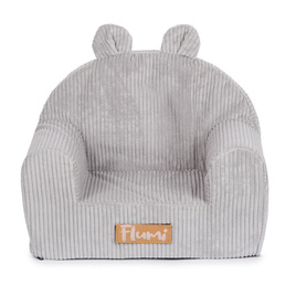 Personalized foam armchair for kids grey fabric corduroy