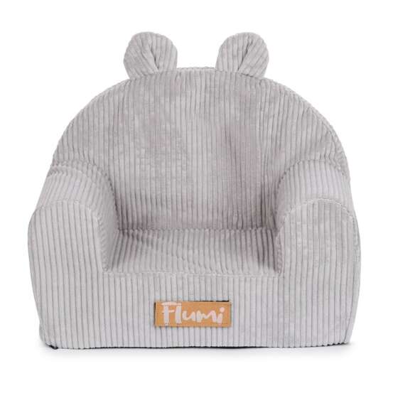 Personalized foam armchair for kids grey fabric corduroy