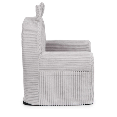 Personalized foam armchair for kids grey fabric corduroy