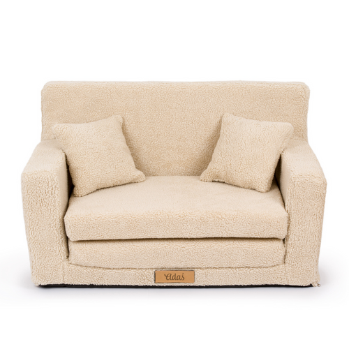 Personalisiertes Kindersofa faltbar Teddybären dunkel beige