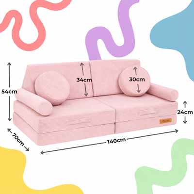 Modułowa sofa piankowa dla dzieci do zabawy - sztruks różowy