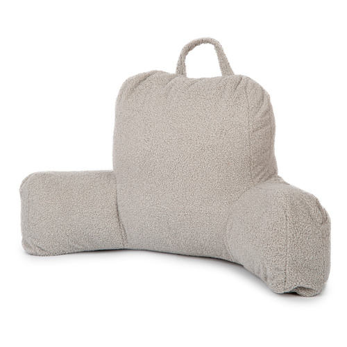 Flumi Rückenlehne Lesekissen für Erwachsene mit Armlehnen und Taschen - Boucle grau