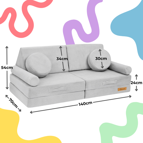 Modułowa sofa piankowa dla dzieci do zabawy - szary sztruks