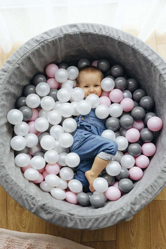 Personalisierte Bällebad Baby Bällepool Kinder 90x40cm mit 200 Bällebad Bälle Hellblau