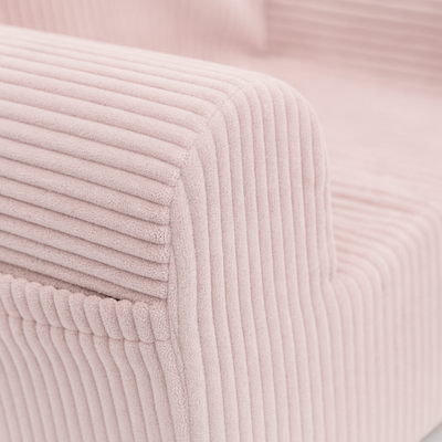 Personalized foam armchair for kids beige fabric corduroy