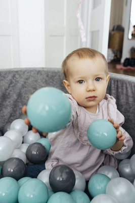 Satz mit 200 Bällen für Bällebad mint - dunkelgrau - perle