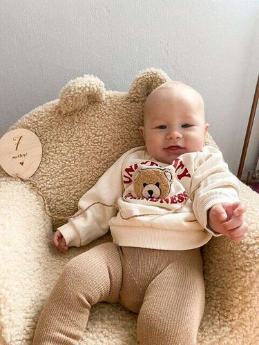 Personalisierter Schaumstoffsessel für Kinder grau Stoff Kord