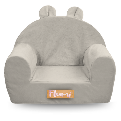 Personalizowany fotelik dziecięcy z uszami jasny szary