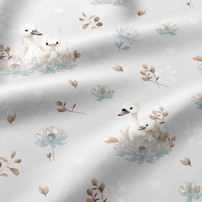 Otulacz do fotelika samochodowego i gondoli personalizowany kocyk niemowlęcy - łabędzie + szary