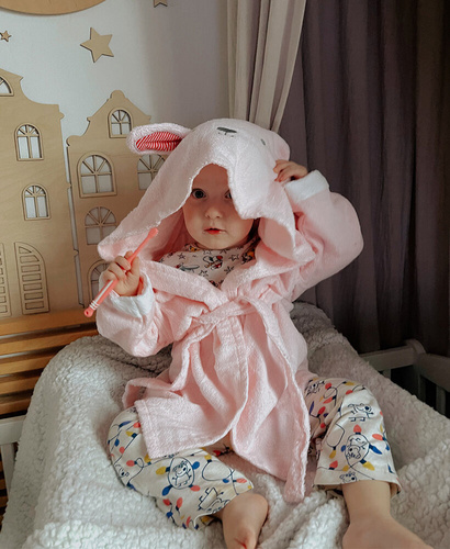 Kinderbademantel mit Kapuze - Häschen 105-120cm