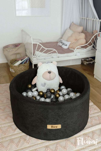 Personalisierte Bällebad Baby Bällepool Kinder 90x40cm mit 200 Bällebad Bälle schwarz