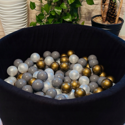 Satz mit 200 Bällen für Bällebad gold - dunkelgrau - perl