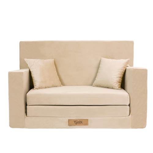 Rozkładana personalizowana sofa piankowa dziecięca beżowa