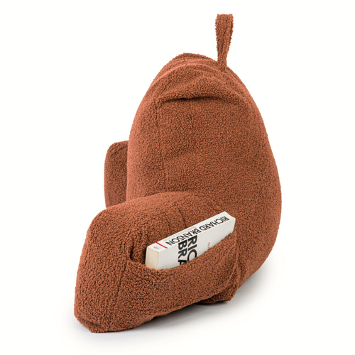Flumi Reading Pillow for Adults with Armrests and Pockets - Boucle brown