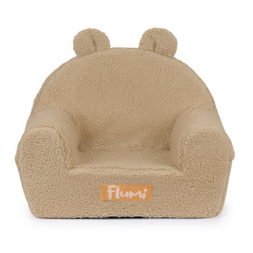 Personalisierter Kindersessel aus Schaumstoff - dunkelbeige Teddybär