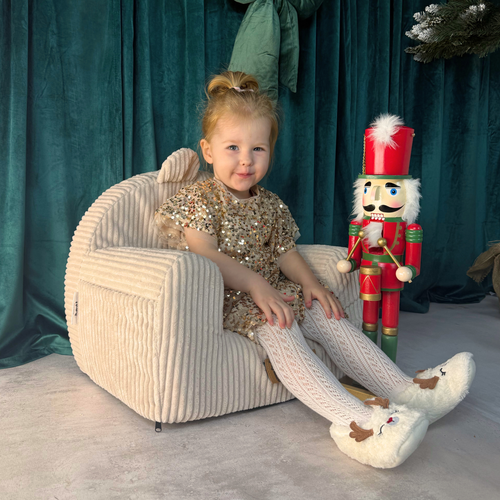 Personalisierter Schaumstoffsessel für Kinder beige Stoff Kord