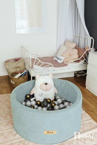 Personalisierte Bällebad Baby Bällepool Kinder 90x40cm mit 200 Bällebad Bälle Hellblau