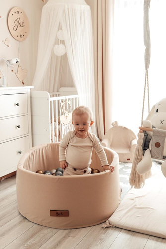 Personalisierte Bällebad Baby Bällepool Kinder 90x40cm mit 200 Bällebad Bälle Beige