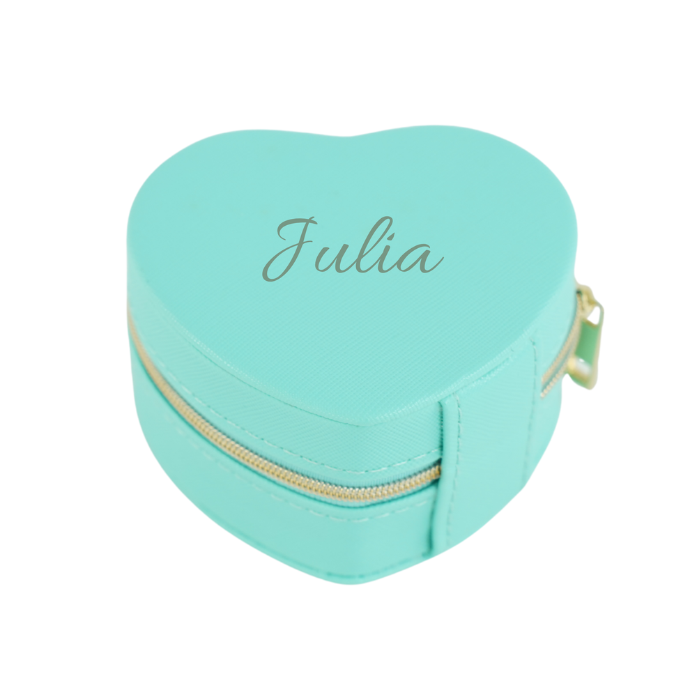 Personalizowana szkatu�ka na bi�uteri� w kszta�cie serca - turkus