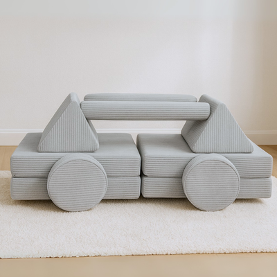 Modułowa sofa piankowa dla dzieci do zabawy - szary sztruks