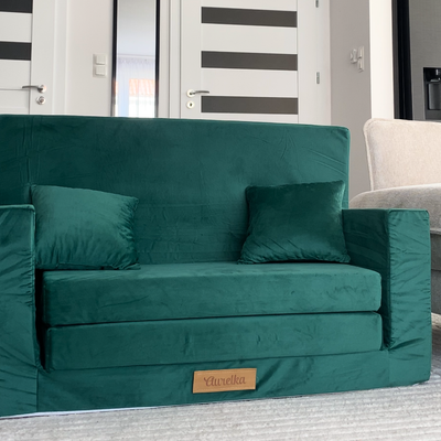 Personalized kids' foldable couch dark green