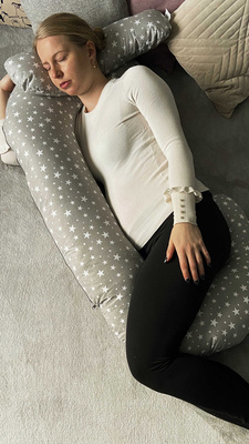 Maternity pillow type C grey with stars