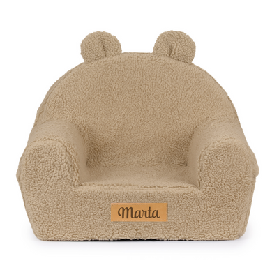 Personalisierter Kindersessel aus Schaumstoff - dunkelbeige Teddybär