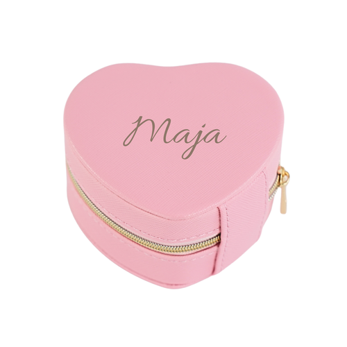 Personalizowana szkatułka na biżuterię w kształcie serca - róż