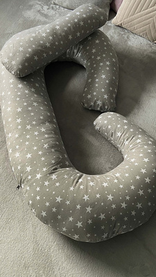 Maternity pillow type C grey with stars