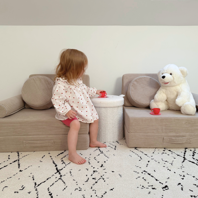 Modułowa sofa piankowa dla dzieci do zabawy - szary sztruks