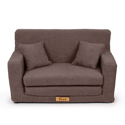 Rozkładana personalizowana sofa piankowa dziecięca - baranek czekoladowy