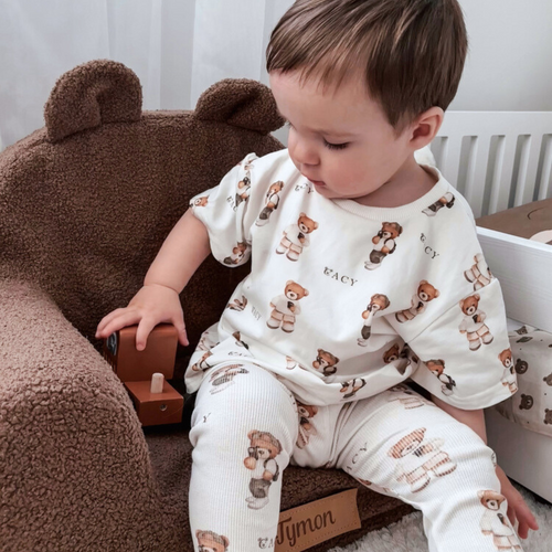 Personalisierter Schaumstoffsessel für Kinder beige Stoff Kord