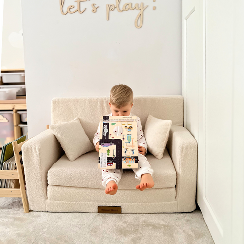 Personalisierte faltbare Kinderliege Teddybären hellbeige