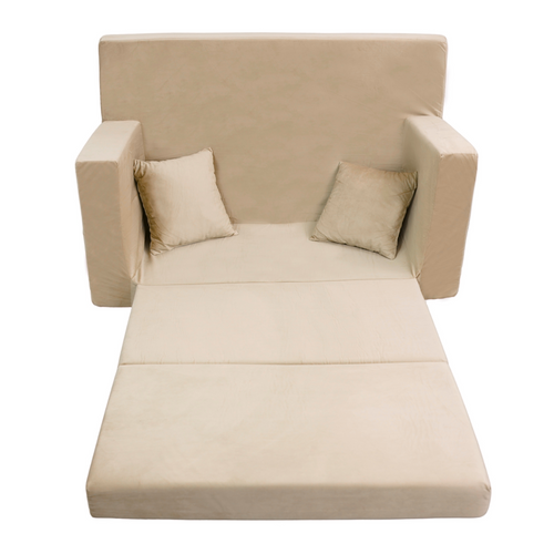 Rozkładana personalizowana sofa piankowa dziecięca beżowa