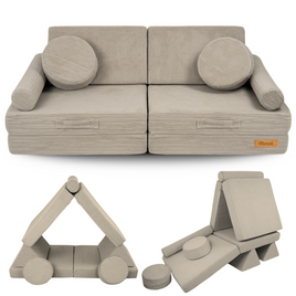 Modułowa sofa piankowa dla dzieci do zabawy - beżowy sztruks