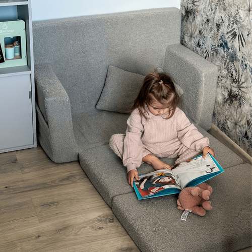 Personalisierter faltbarer Kinderteddy - grau