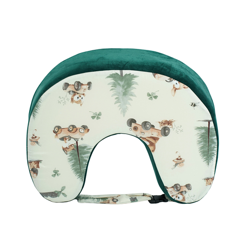 Poduszka FASOLKA do karmienia z pianki - leśne zwierzątka + butelkowa zieleń