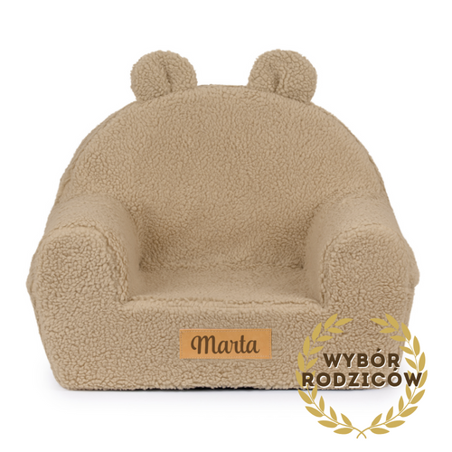 Personalisierter Kindersessel aus Schaumstoff - dunkelbeige Teddybär