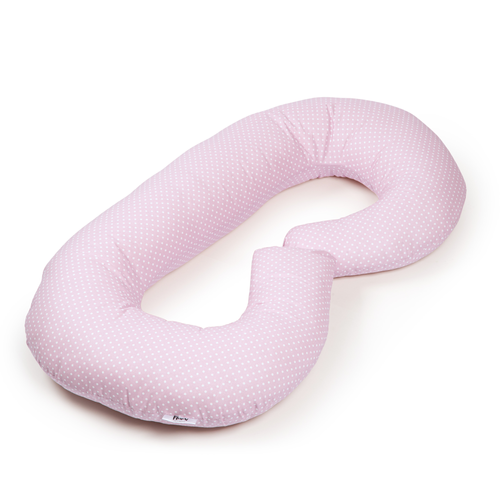 Maternity pillow type C powder pink with white dots
