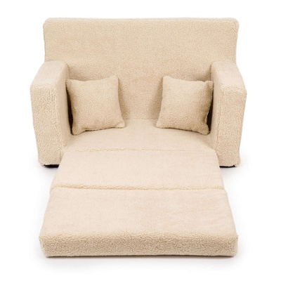Personalisiertes Kindersofa faltbar Teddybären dunkel beige