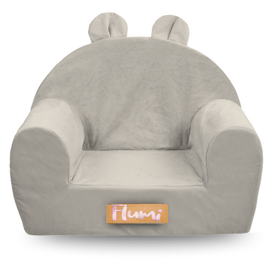 Personalizowany fotelik dziecięcy z uszami jasny szary