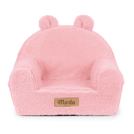 Personalized foam armchair for kids beige fabric corduroy