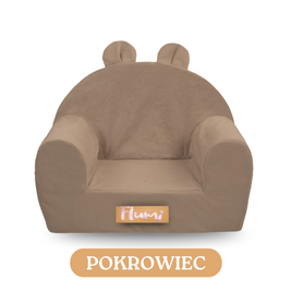 Personalized foam armchair for kids beige fabric corduroy