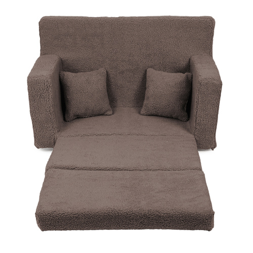 Rozkładana personalizowana sofa piankowa dziecięca - baranek czekoladowy
