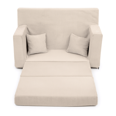 Rozkładana personalizowana sofa piankowa dziecięca - sztruks beż