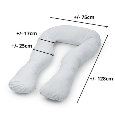 Schwangerschaftskissen marineblau mit weißem U Typ hellgrau