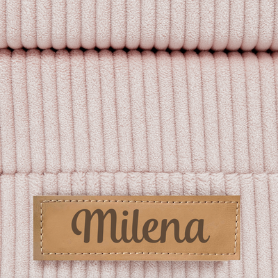 Rozkładana personalizowana sofa piankowa dziecięca - sztruks pudrowy róż